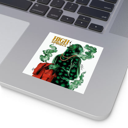 High Spirits Cannabis Smoke Figure Sticker - Luxury Hip-Hop Weed Art - HIGH ROLLER Premium 3x3 Vinyl