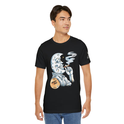 Midnight Toker Moon Tee - Celestial Cannabis Art Design | High Roller