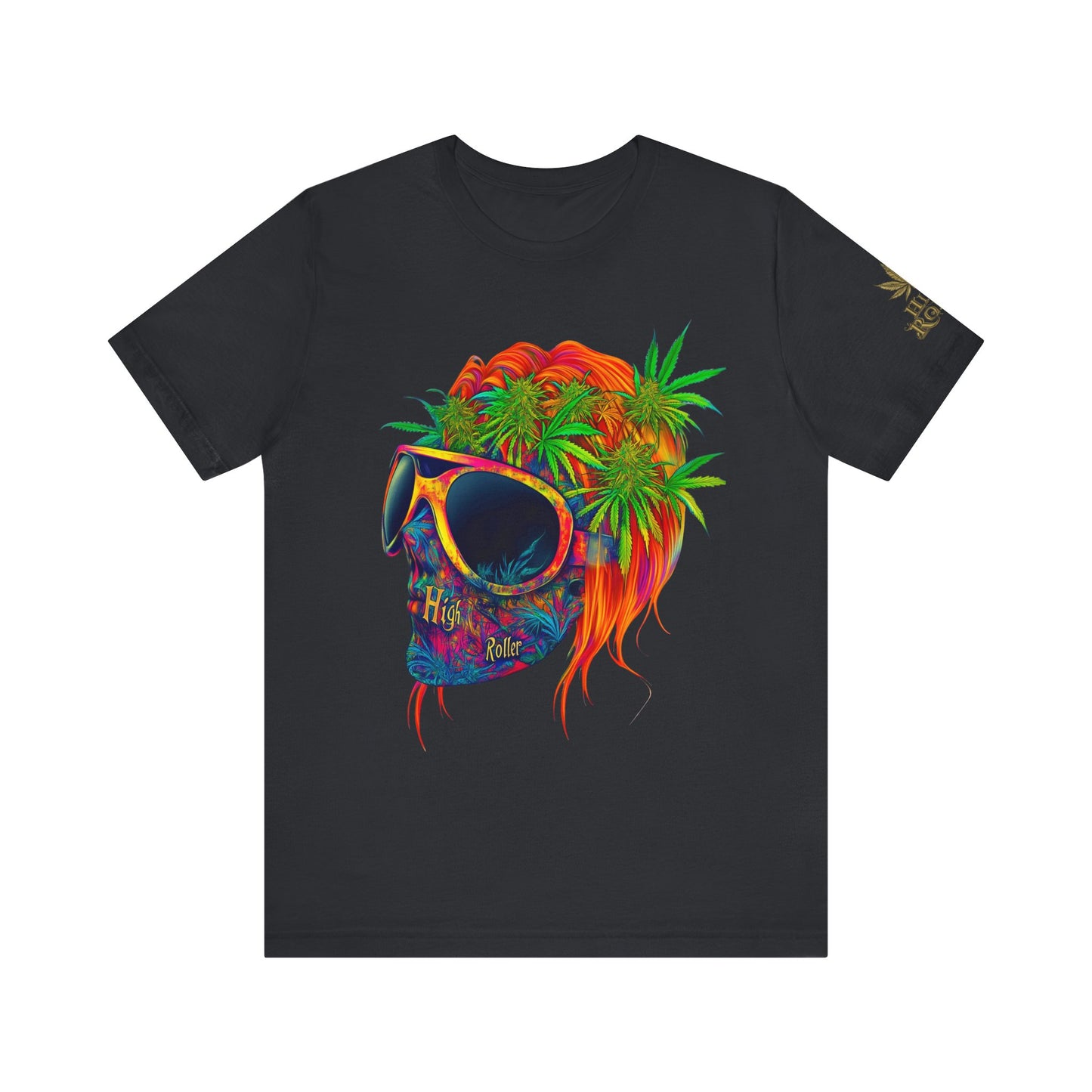 Tropical Cannabis Skull Tee - Paradise Vibes Art Design | High Roller