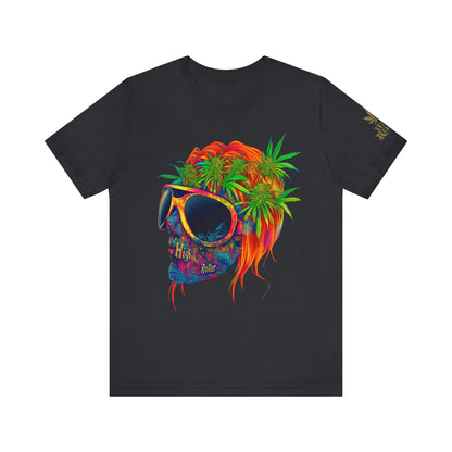 Tropical Cannabis Skull Tee - Paradise Vibes Art Design | High Roller