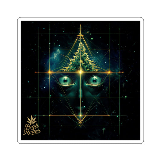 Sacred Geometry Cannabis Art Sticker | High Roller Third Eye | Premium Die-Cut Vinyl Decal