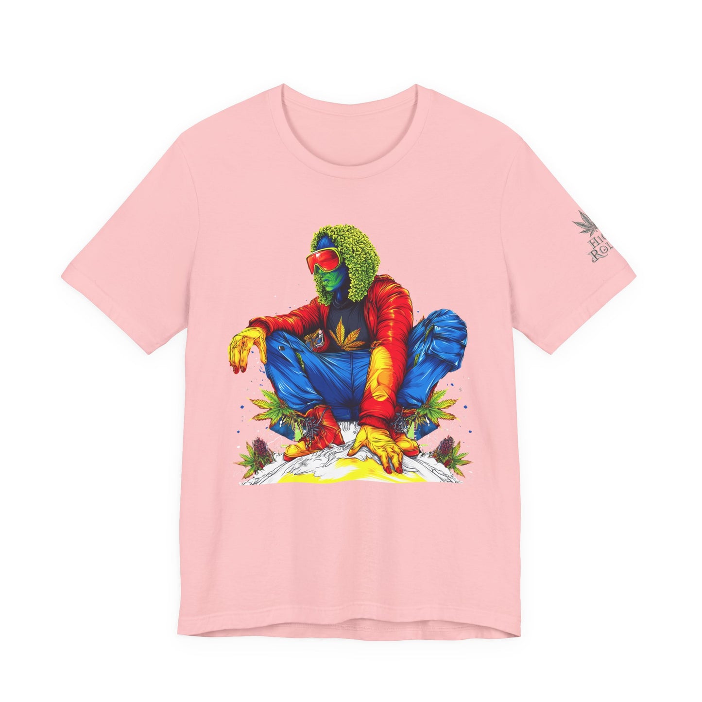 High Roller Rainbow Squat Cannabis T-Shirt - Premium 420 Psychedelic Street Art Colorful Lifestyle Statement Apparel"