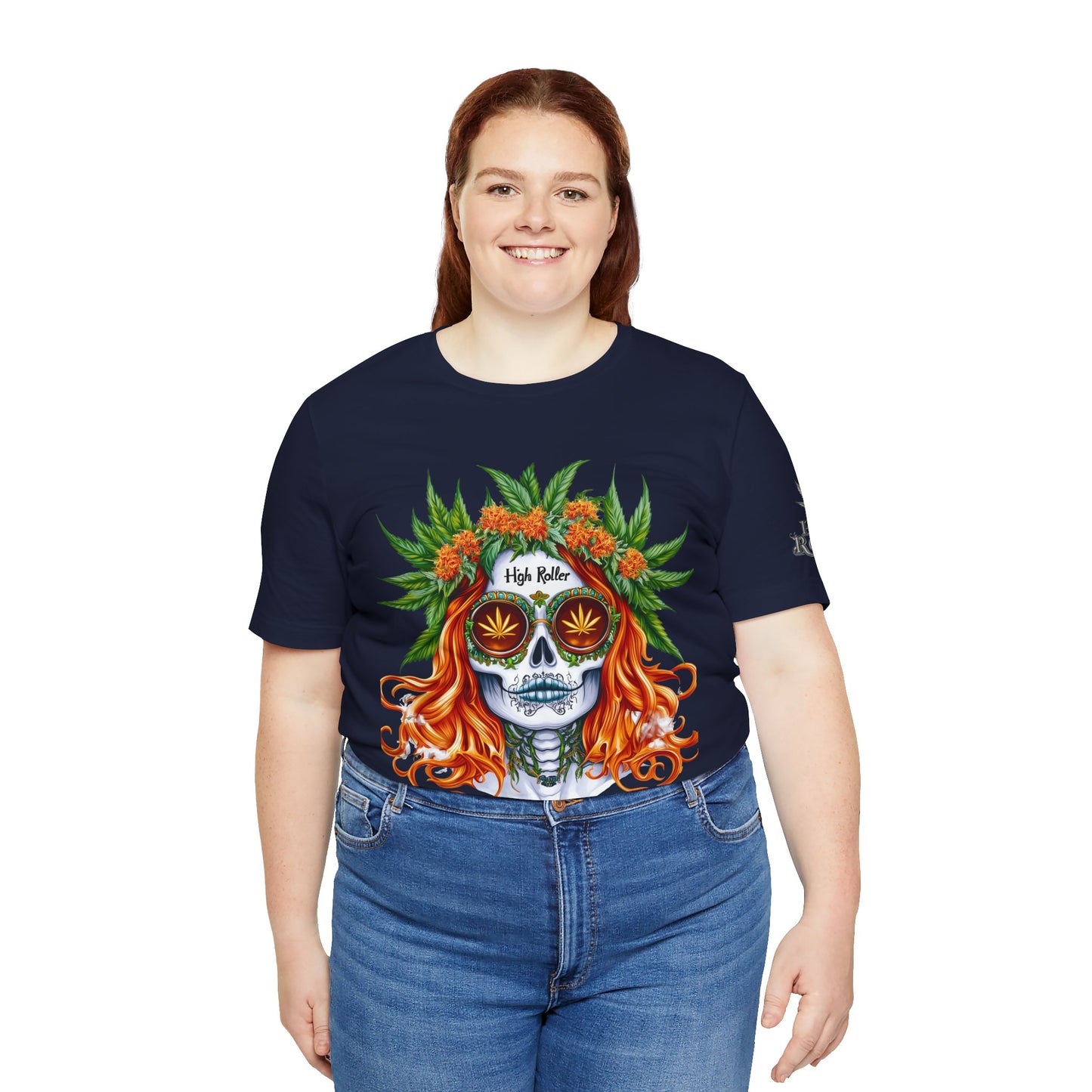 Sugar Skull Goddess Tee - Premium Airlume Cotton Cannabis Culture Day of Dead Art