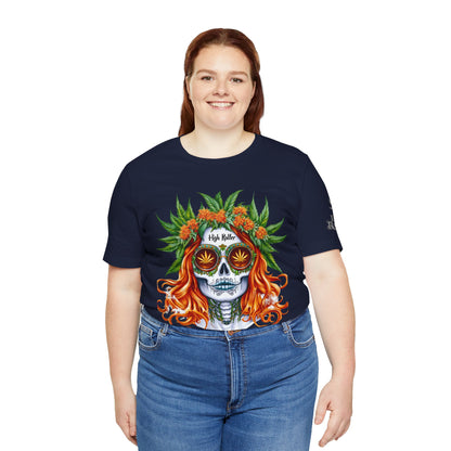 Sugar Skull Goddess Tee - Premium Airlume Cotton Cannabis Culture Day of Dead Art