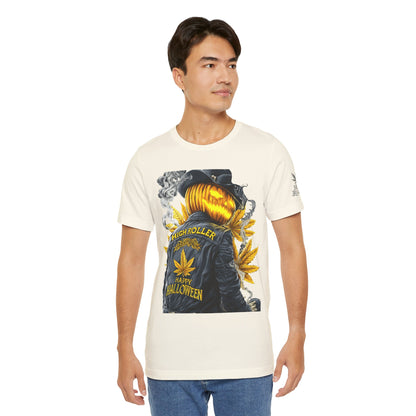Halloween Witch Rider Cannabis T-Shirt - Premium Spooky 420 Biker Edition Apparel