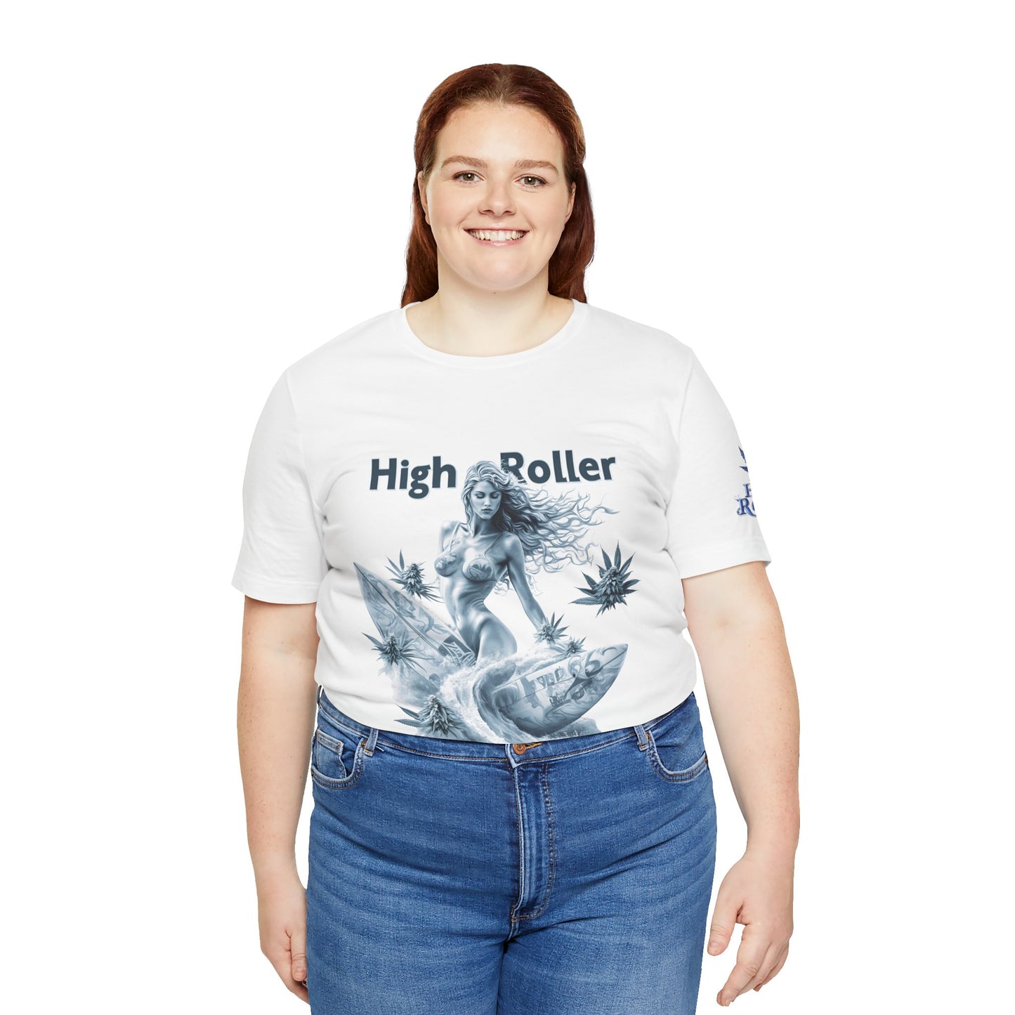 Chrome Wave Goddess Tee - Premium Airlume Cotton Cannabis Culture Surf Art