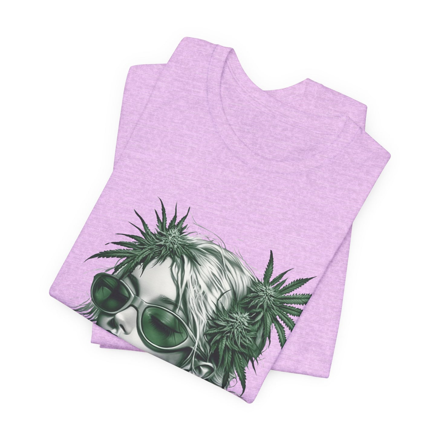 Green Queen T-Shirt - Premium Airlume Cotton Cannabis Crown Portrait Art Tee