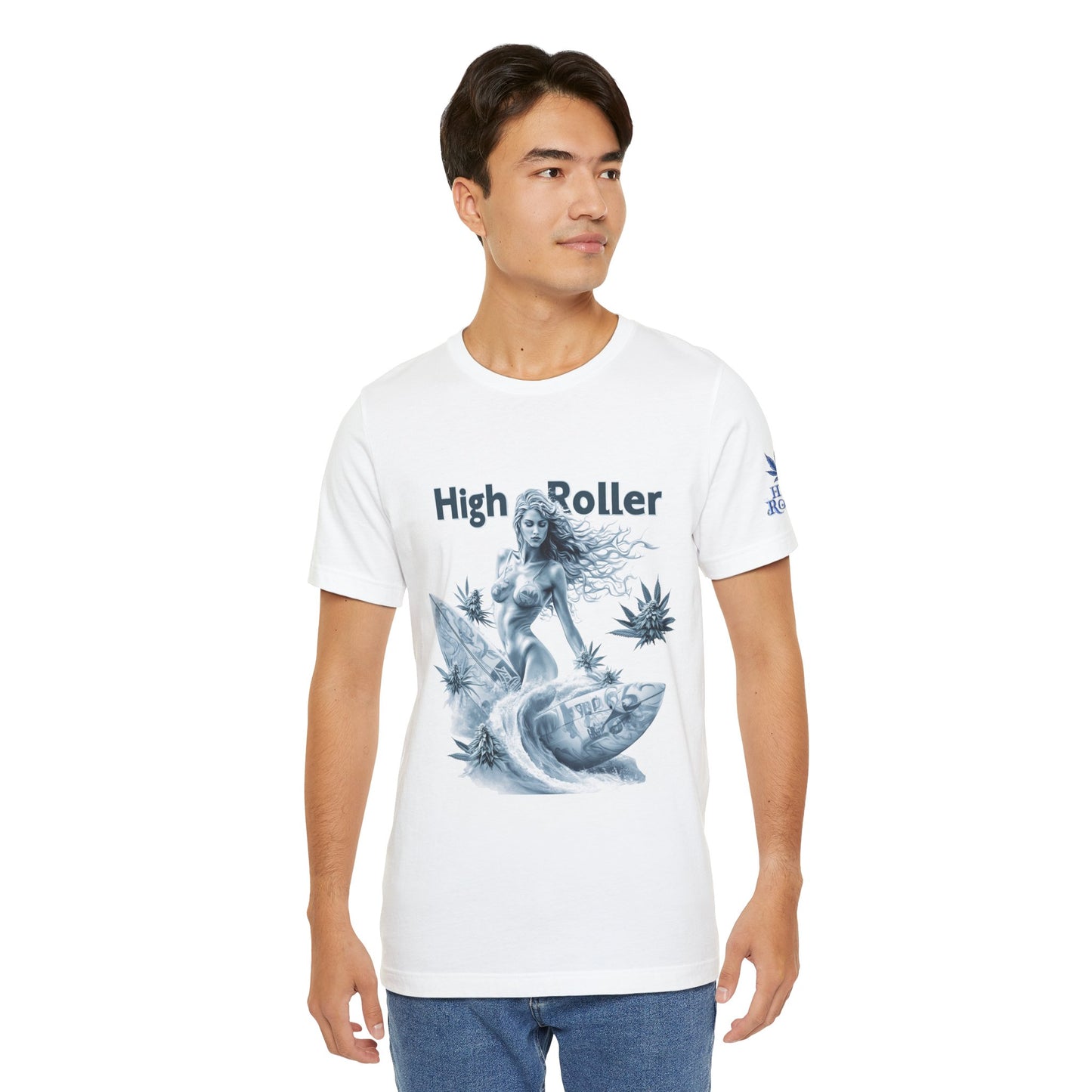 Chrome Wave Goddess Tee - Premium Airlume Cotton Cannabis Culture Surf Art