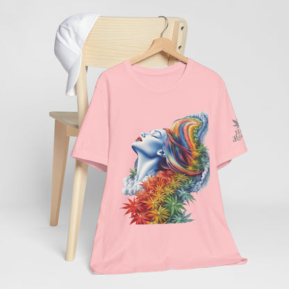 Rainbow Bloom Tee - Premium Airlume Cotton Cannabis Culture Spectrum Goddess Art