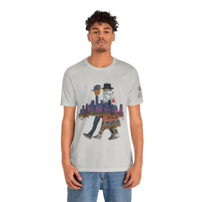 High Roller Urban Legends Cannabis T-Shirt - Premium 420 City Skyline Street Culture Double Exposure Apparel