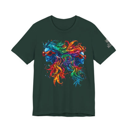 Spectrum Sisters T-Shirt - Premium Airlume Cotton Cannabis Rainbow Psychedelic Art Tee