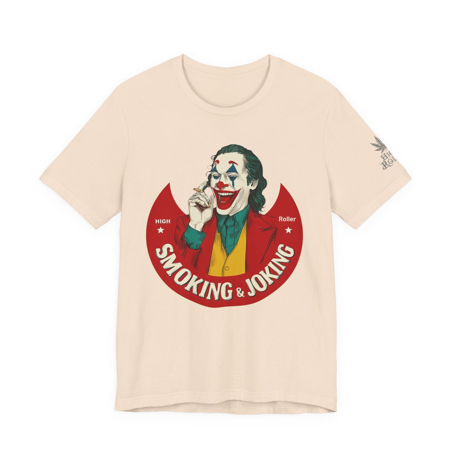 High Roller Villain T-Shirt - Premium Airlume Cotton Cannabis Joker Badge Art Tee