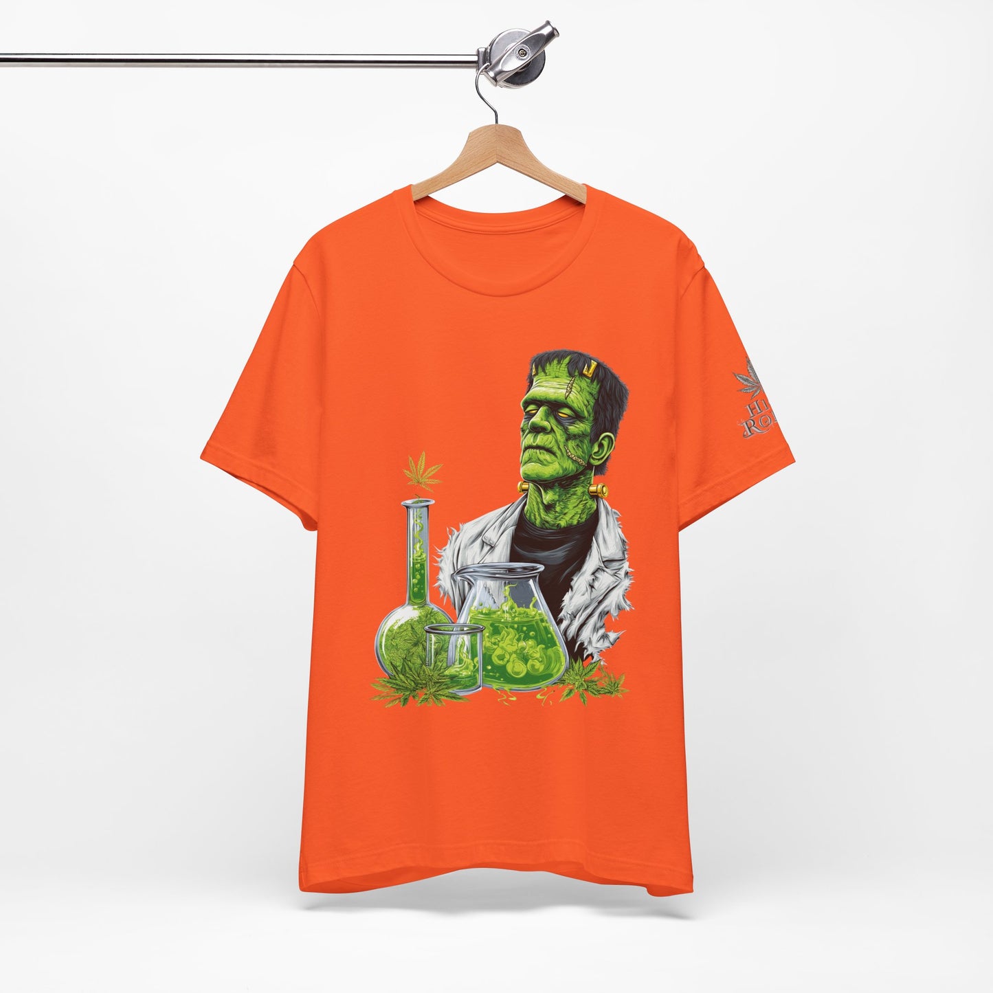 Frankenstein's Laboratory HIGH ROLLER Halloween Cannabis T-Shirt - Premium Monster Scientist 420 Experiment Apparel