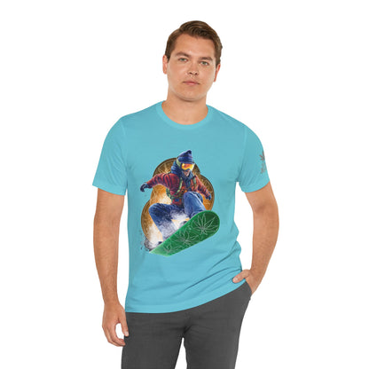 High Roller Snowboard Cannabis T-Shirt - Premium 420 Winter Sports Action Shred Mountain Lifestyle Apparel