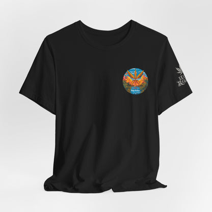 Cannabis Paradise Circle Tee - Tropical Sunset Art Design | High Roller