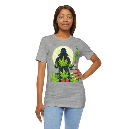 Luxury Gothic Cannabis Vampire T-Shirt - Premium Dark HIGH ROLLER Streetwear - Elevated Nocturnal 420 Fashion