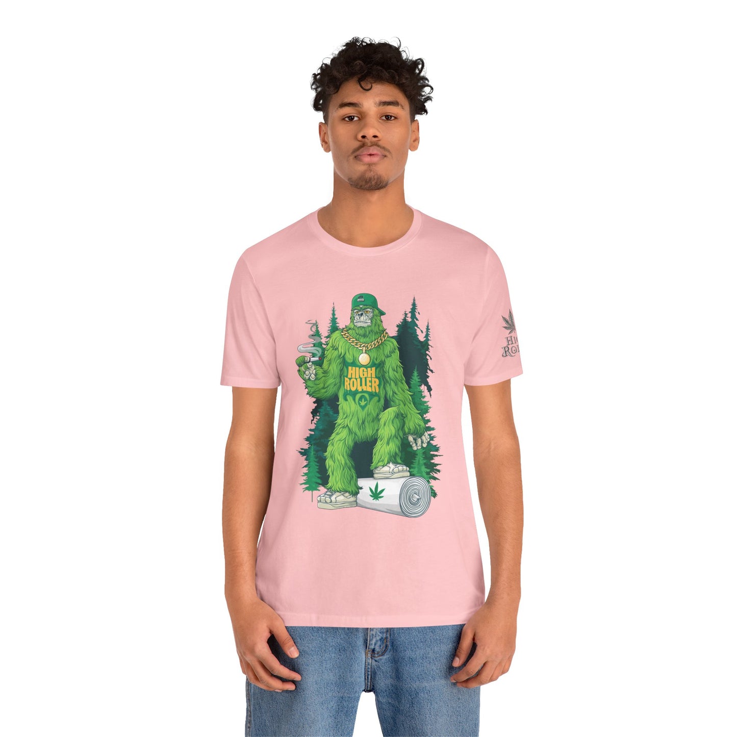 Bigfoot HIGH ROLLER Halloween Cannabis Forest T-Shirt - Premium Sasquatch Lifestyle Legend 420 Apparel