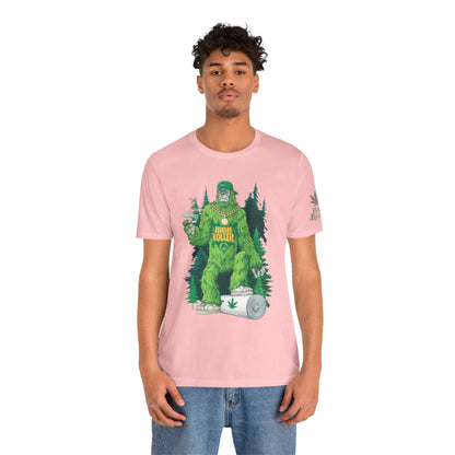 Bigfoot HIGH ROLLER Halloween Cannabis Forest T-Shirt - Premium Sasquatch Lifestyle Legend 420 Apparel