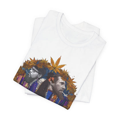 High Roller Red Carpet Cannabis T-Shirt - Premium 420 Hip-Hop Legacy Golden Frame Street Culture Artistic Portrait Apparel