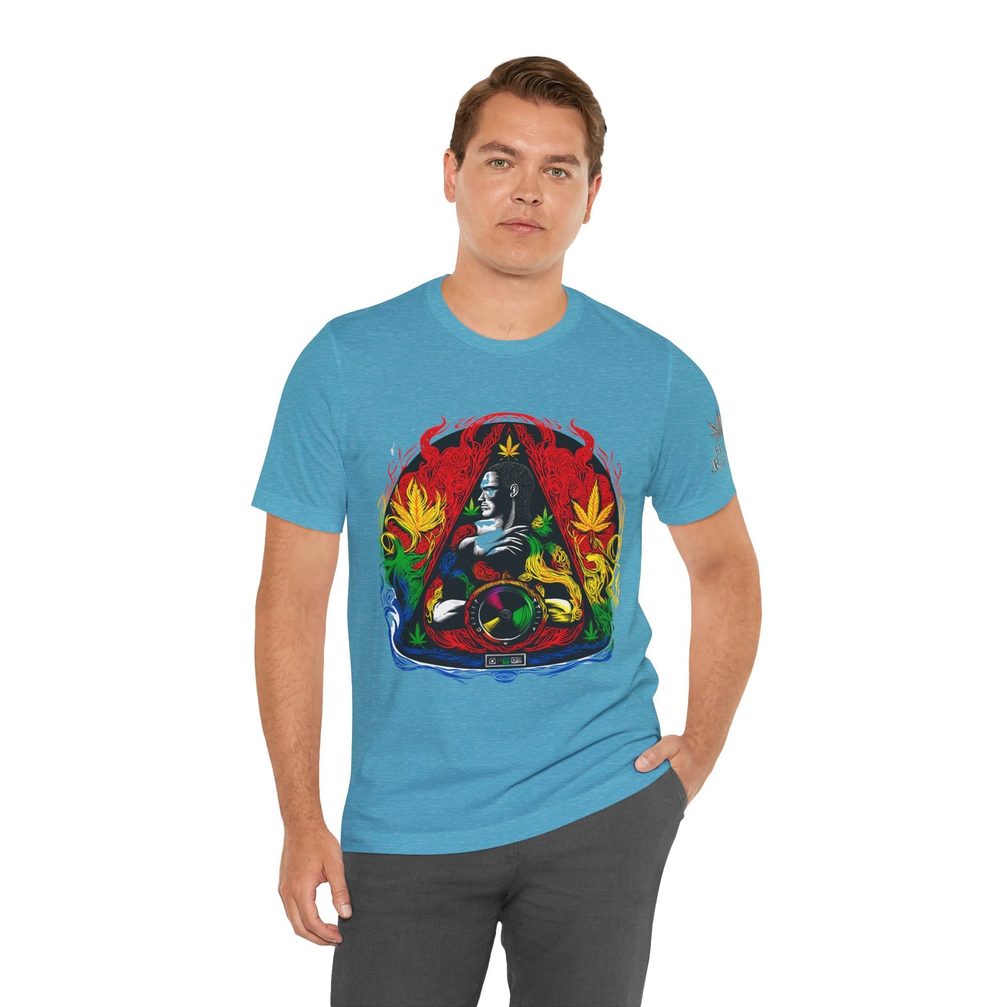 High Roller Sacred Buddha Cannabis T-Shirt - Premium 420 Spiritual Meditation Enlightenment Botanical Artistry Apparel