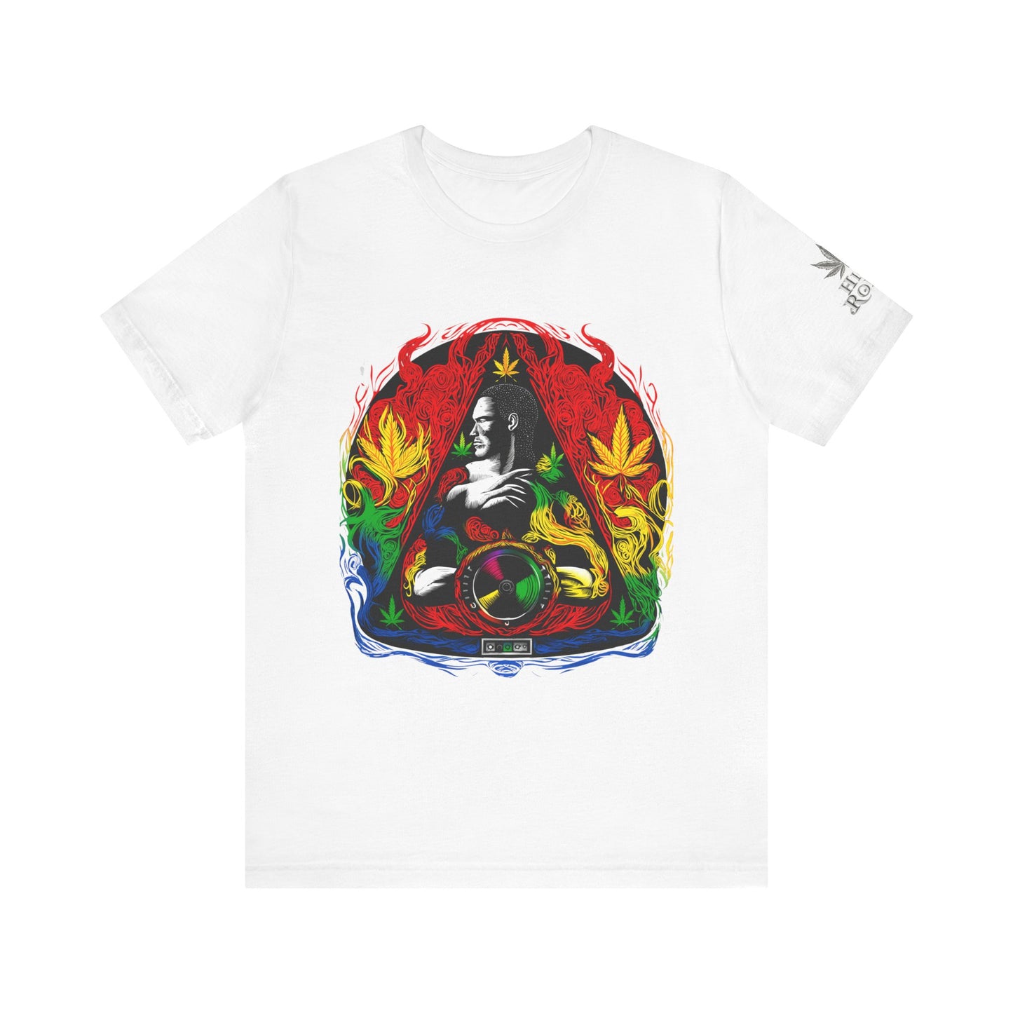 High Roller Sacred Buddha Cannabis T-Shirt - Premium 420 Spiritual Meditation Enlightenment Botanical Artistry Apparel