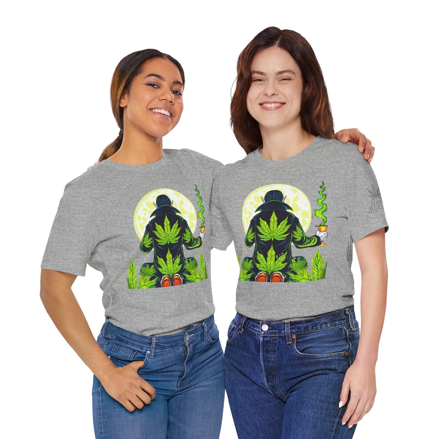 Luxury Gothic Cannabis Vampire T-Shirt - Premium Dark HIGH ROLLER Streetwear - Elevated Nocturnal 420 Fashion