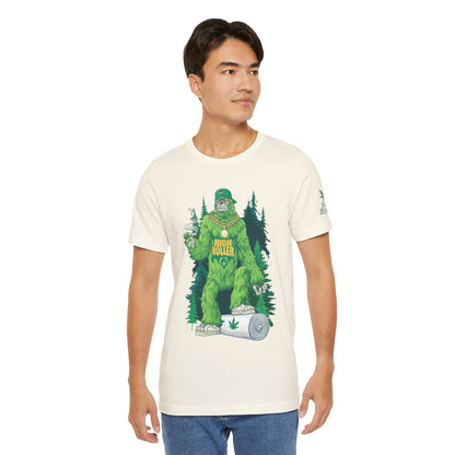 Bigfoot HIGH ROLLER Halloween Cannabis Forest T-Shirt - Premium Sasquatch Lifestyle Legend 420 Apparel