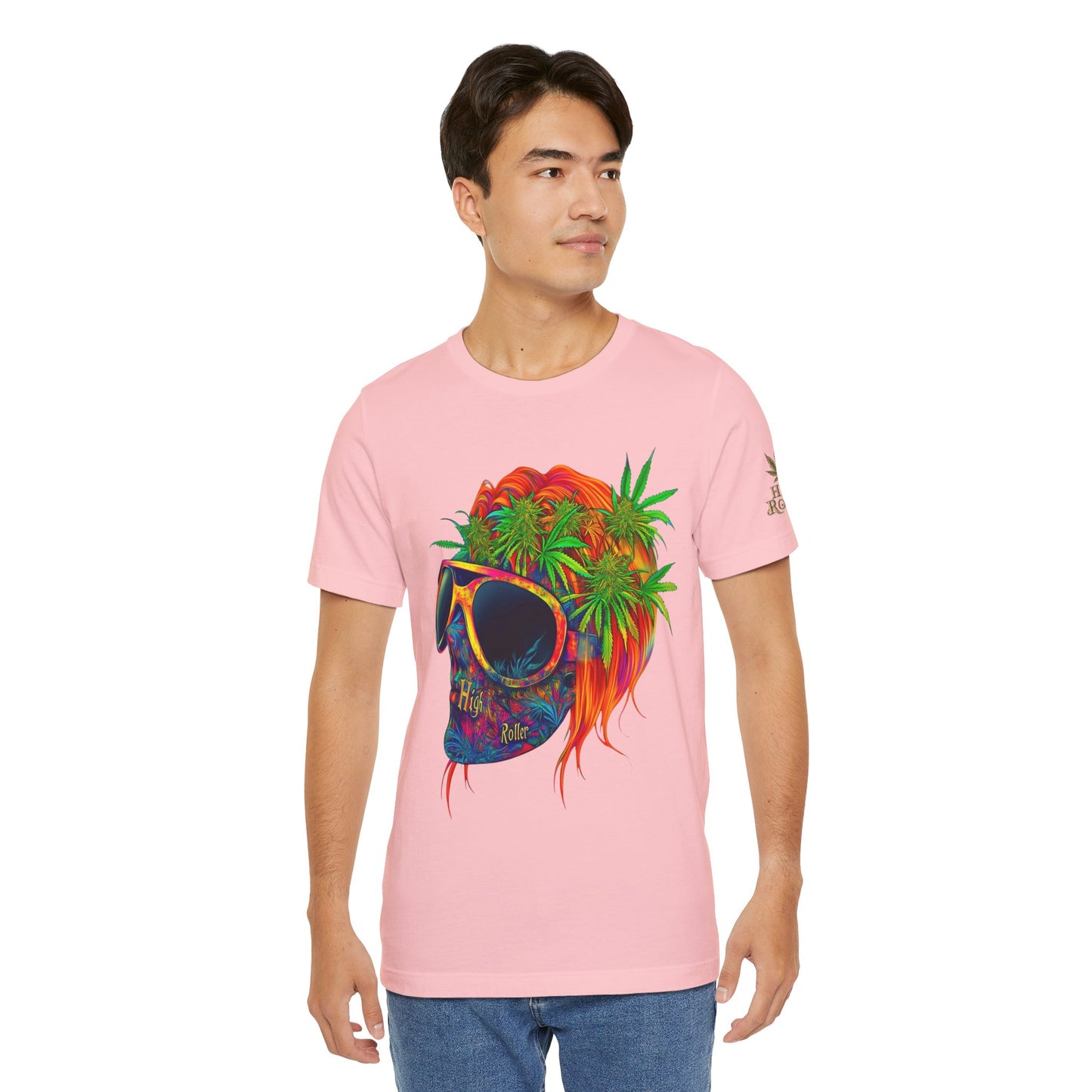 Psychedelic Skull Tee - Premium Airlume Cotton Cannabis Culture Rainbow Skull Art