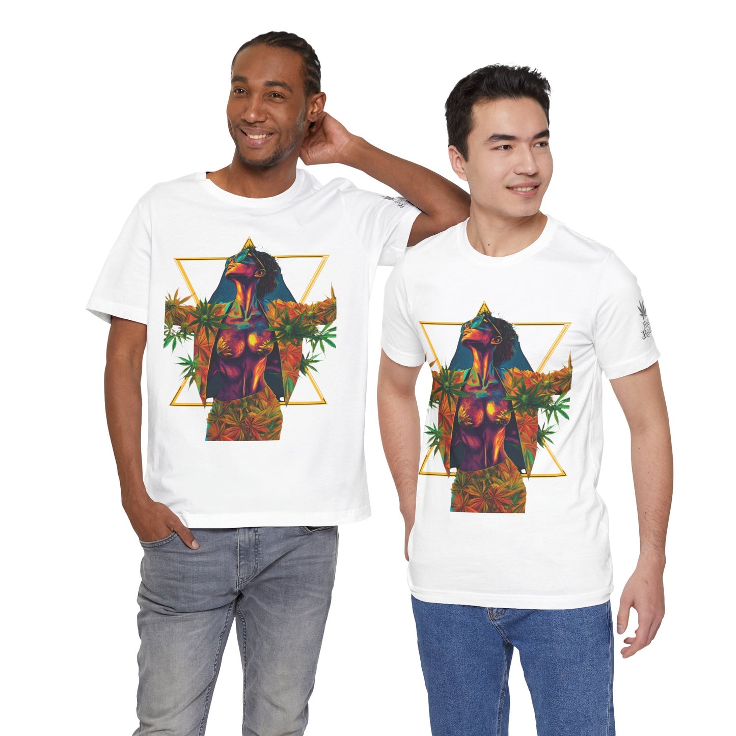 Sacred Geometry Cannabis Goddess Tee - Psychedelic Beauty Art Design | High Roller
