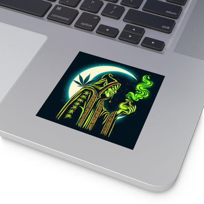 Cannabis Warlock Moon Wizard Halloween Sticker - Premium Sorcerer HIGH ROLLER Midnight Potion Master 420 Vinyl Decal