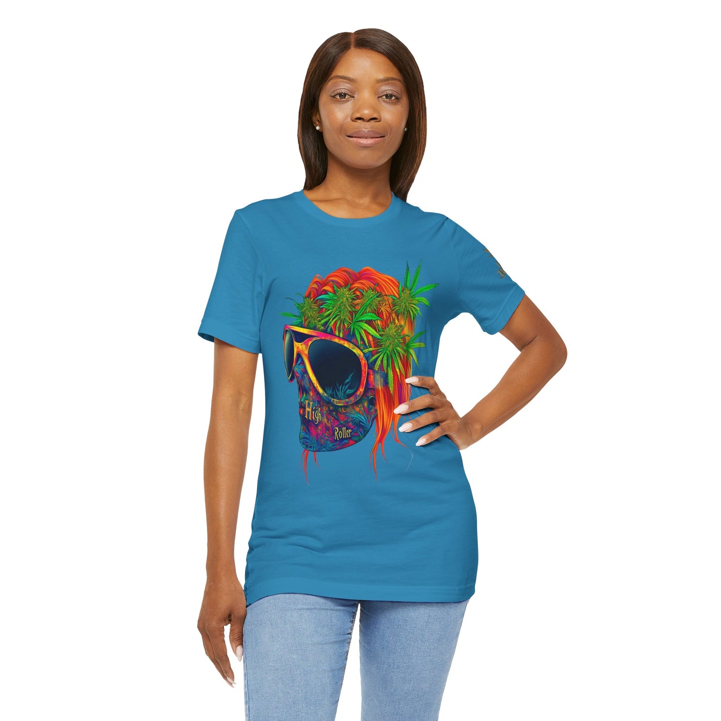 Tropical Cannabis Skull Tee - Paradise Vibes Art Design | High Roller
