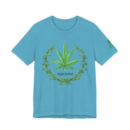 Cannabis Crest Wreath Tee - Botanical Elegance Art Design | High Roller
