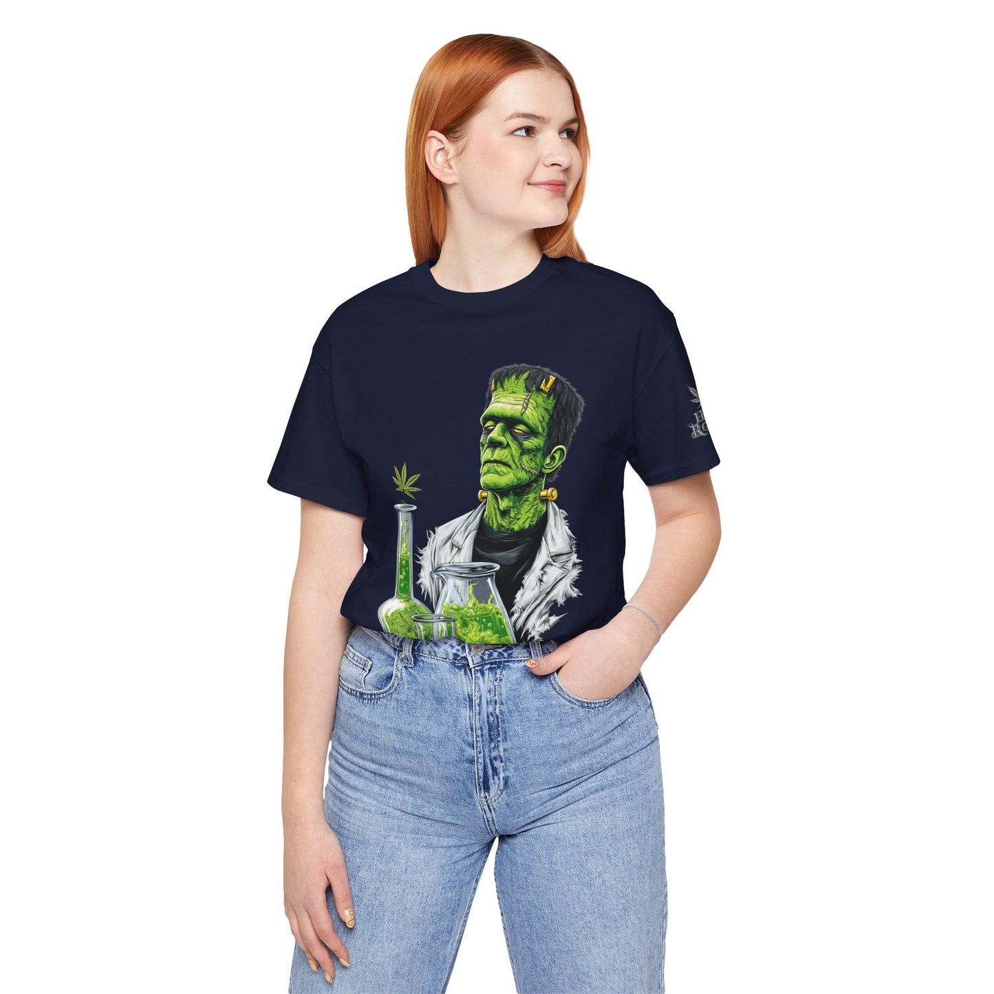 Frankenstein's Laboratory HIGH ROLLER Halloween Cannabis T-Shirt - Premium Monster Scientist 420 Experiment Apparel
