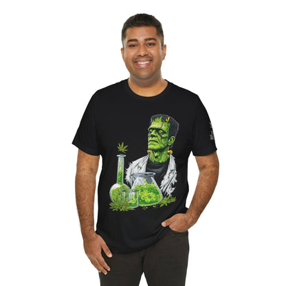 Frankenstein's Laboratory HIGH ROLLER Halloween Cannabis T-Shirt - Premium Monster Scientist 420 Experiment Apparel