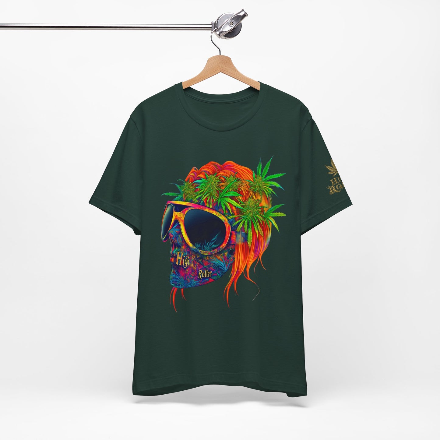 Tropical Cannabis Skull Tee - Paradise Vibes Art Design | High Roller