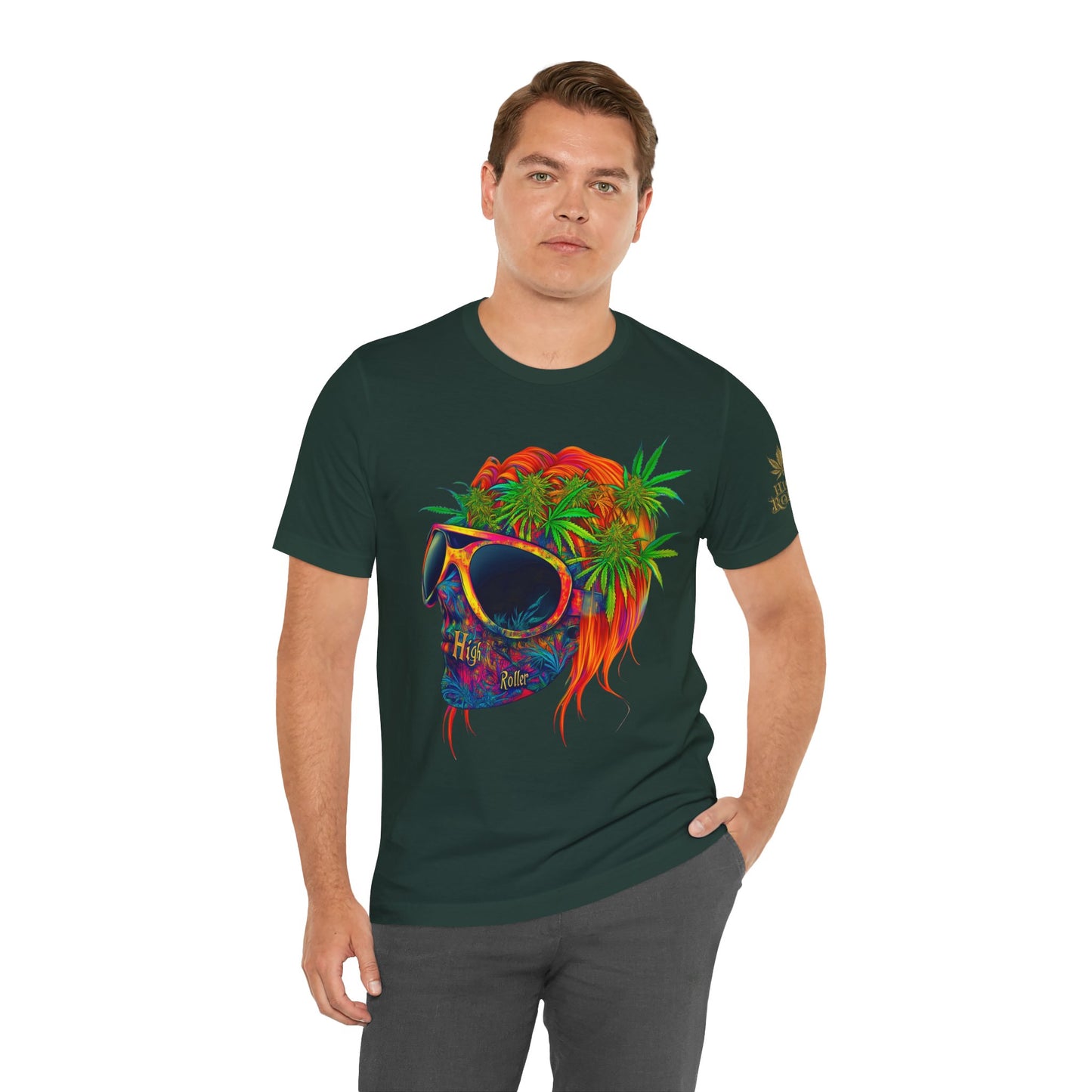 Tropical Cannabis Skull Tee - Paradise Vibes Art Design | High Roller