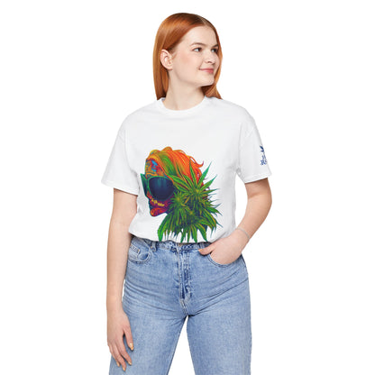 Psychedelic Cannabis Skull Tee - Neon Profile Art Design | High Roller