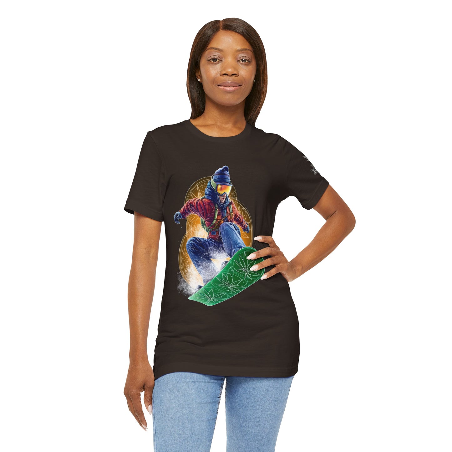 High Roller Snowboard Cannabis T-Shirt - Premium 420 Winter Sports Action Shred Mountain Lifestyle Apparel