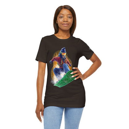 High Roller Snowboard Cannabis T-Shirt - Premium 420 Winter Sports Action Shred Mountain Lifestyle Apparel