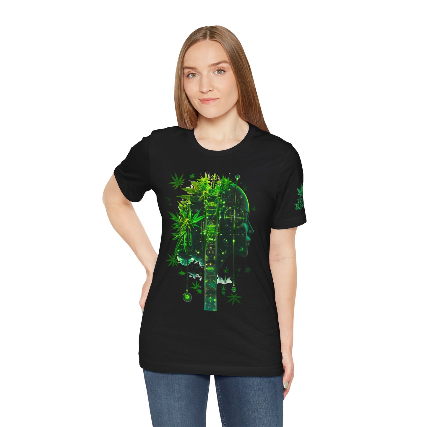 Digital Mind Tee - Premium Airlume Cotton Cannabis Culture Tech Art Matrix Design