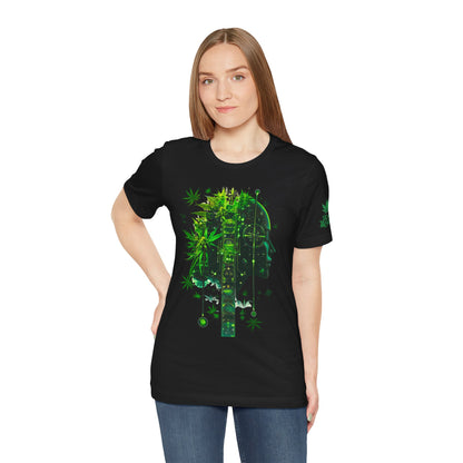 Digital Mind Tee - Premium Airlume Cotton Cannabis Culture Tech Art Matrix Design