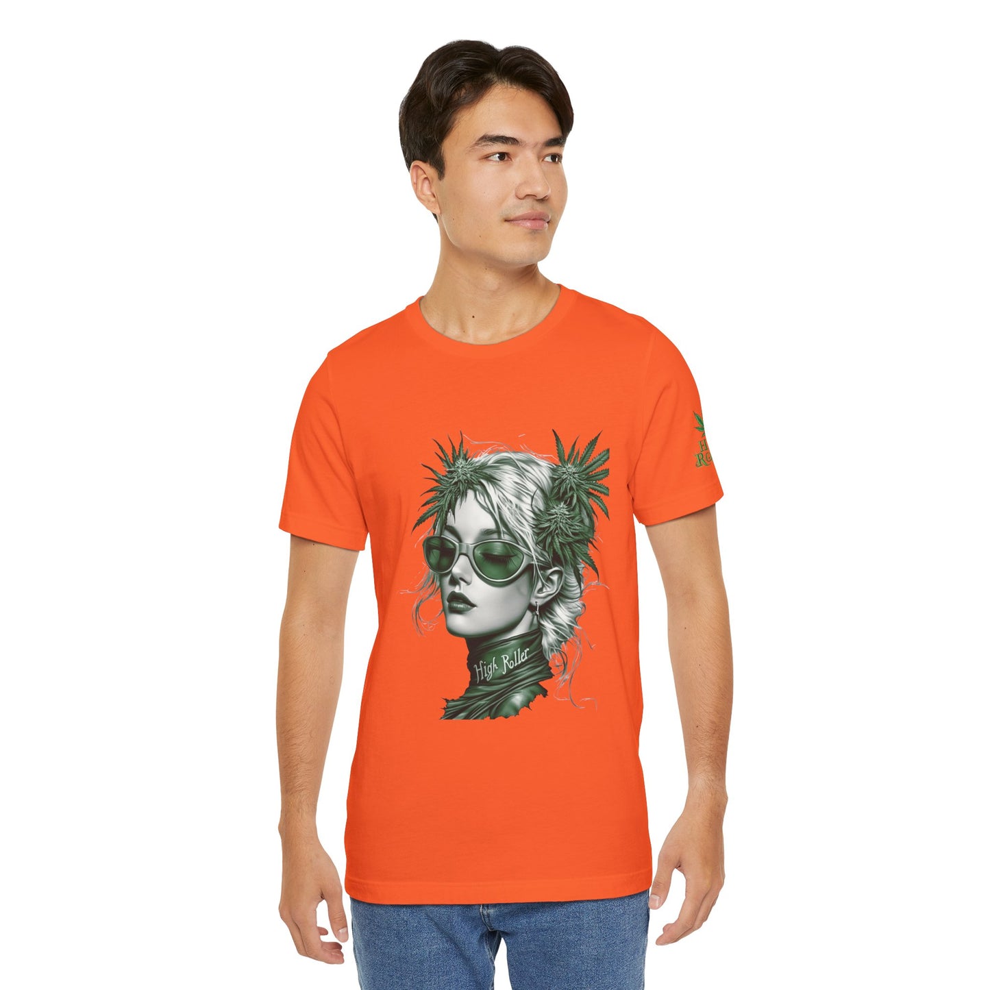 Green Queen T-Shirt - Premium Airlume Cotton Cannabis Crown Portrait Art Tee