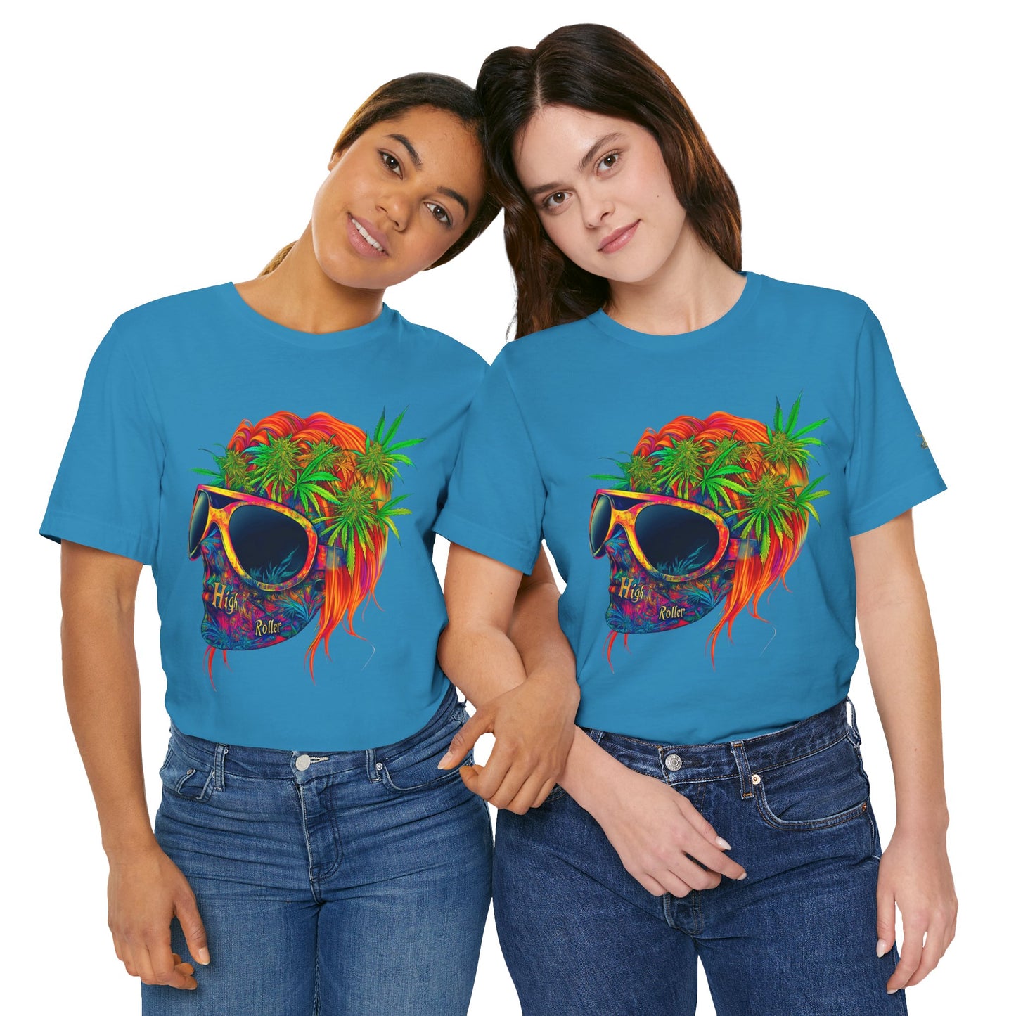 Tropical Cannabis Skull Tee - Paradise Vibes Art Design | High Roller