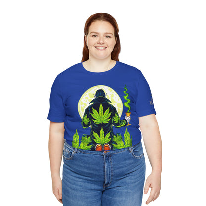 Luxury Gothic Cannabis Vampire T-Shirt - Premium Dark HIGH ROLLER Streetwear - Elevated Nocturnal 420 Fashion