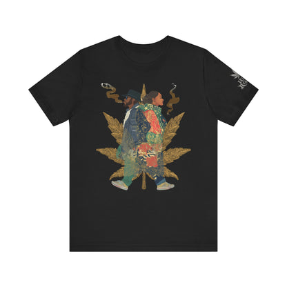 High Roller Back to Back Cannabis T-Shirt - Premium 420 Hip-Hop Duo Golden Leaf Street Culture Partnership Unity Apparel