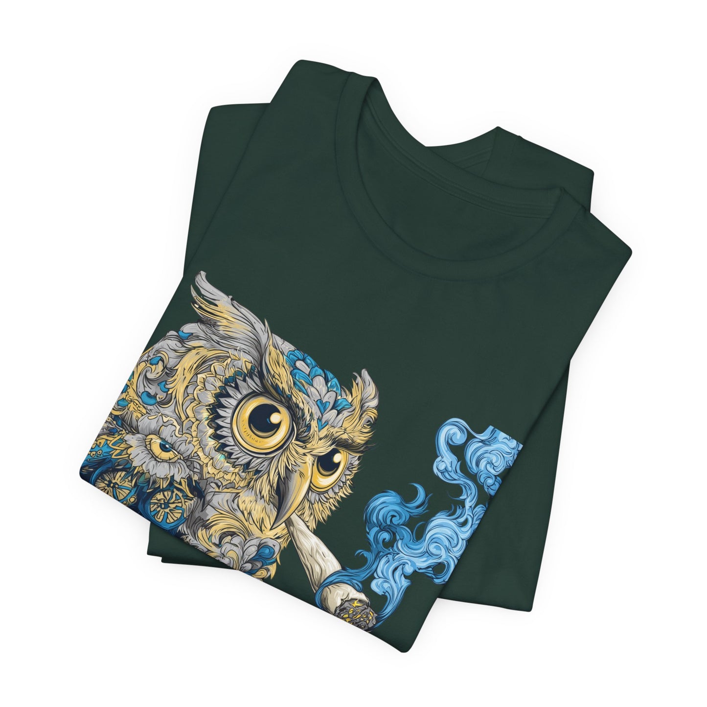 Baroque Owl Tee - Premium Airlume Cotton Cannabis Culture Ornate Bird Art
