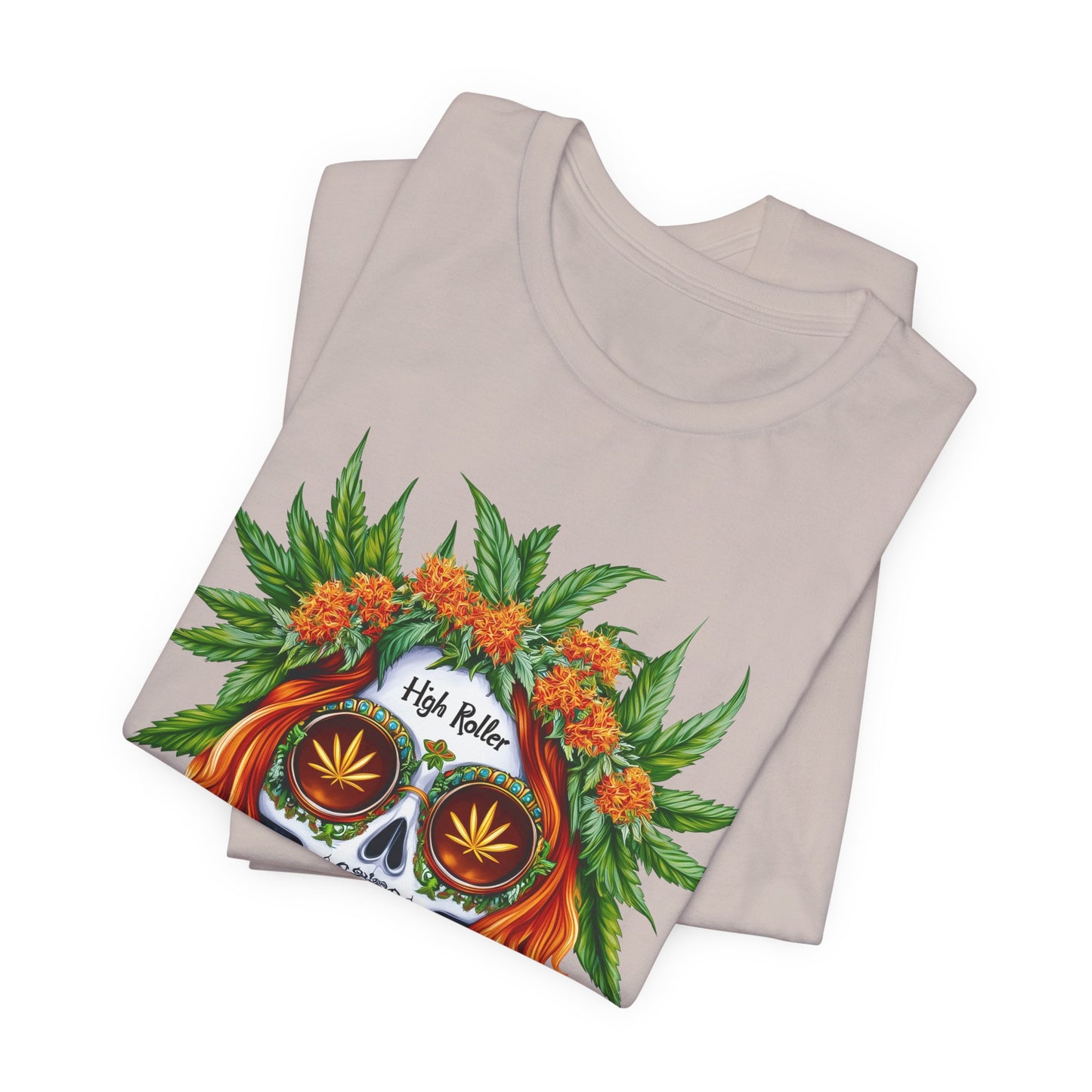 Sugar Skull Cannabis Tee - Day of Dead Art Design | High Roller