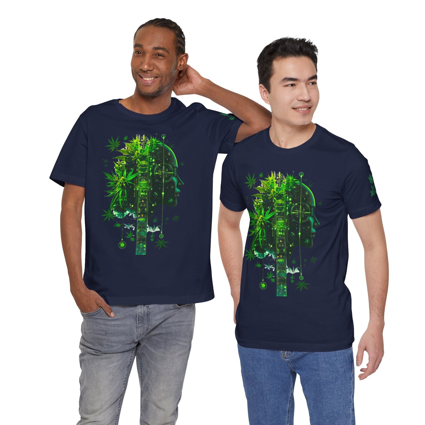 Digital Mind Tee - Premium Airlume Cotton Cannabis Culture Tech Art Matrix Design