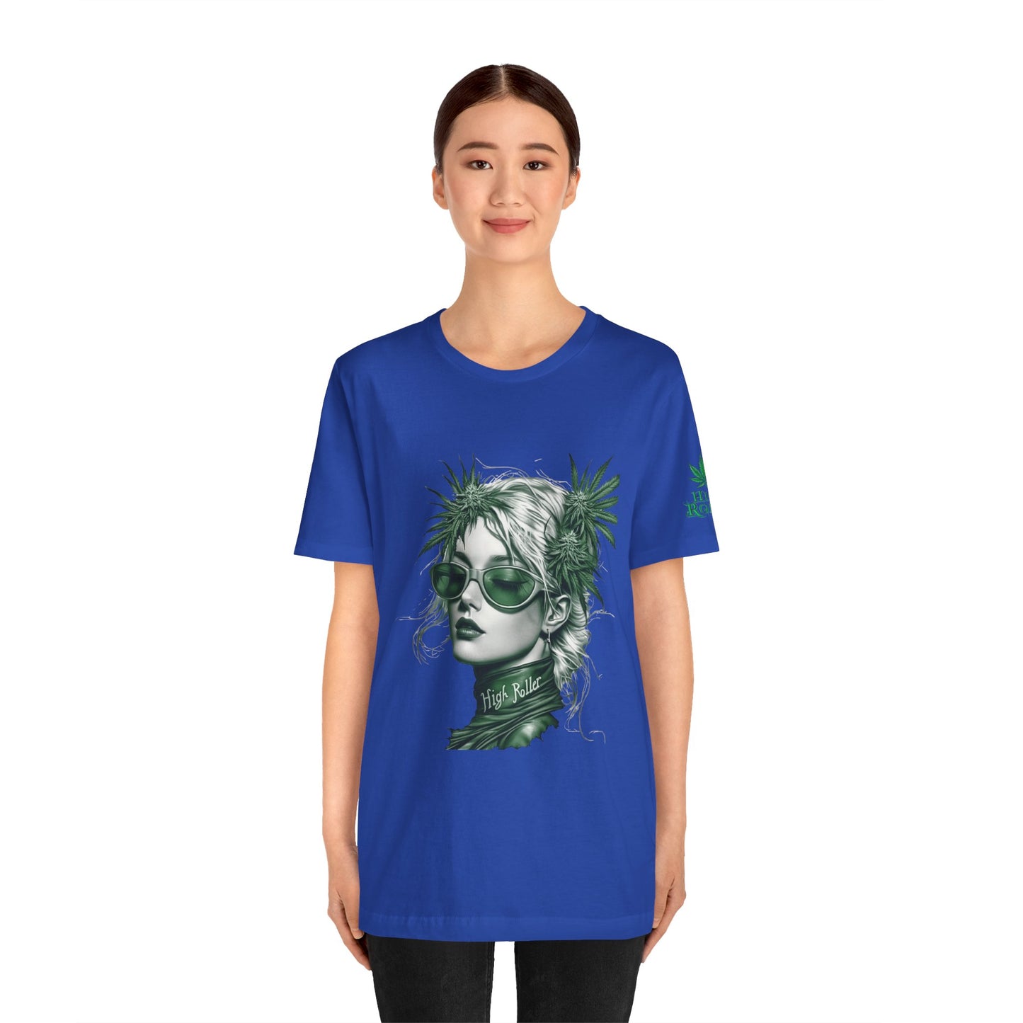 Green Queen T-Shirt - Premium Airlume Cotton Cannabis Crown Portrait Art Tee