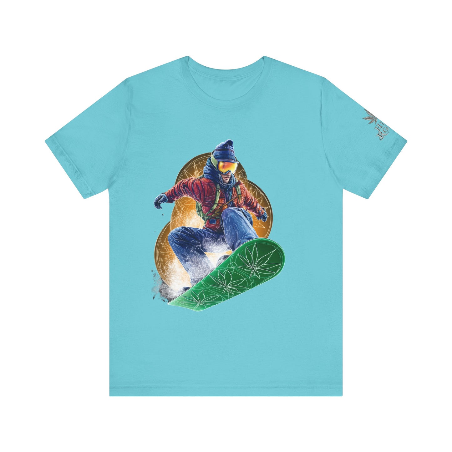 High Roller Snowboard Cannabis T-Shirt - Premium 420 Winter Sports Action Shred Mountain Lifestyle Apparel